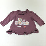 'We Are Going To Be Best Friends Forever' Bears, Rabbit & Owl Appliqued Purple Long Sleeve Top - Girls 0-3 Months