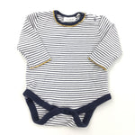 Navy & White Stripe Long Sleeve Bodysuit - Girls Newborn