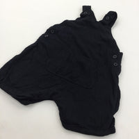 Textured Lightweight Black Cotton Playsuit/Short Dungarees - Girls 12-18 Months