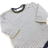 Navy & White Stripe Long Sleeve Bodysuit - Girls Newborn