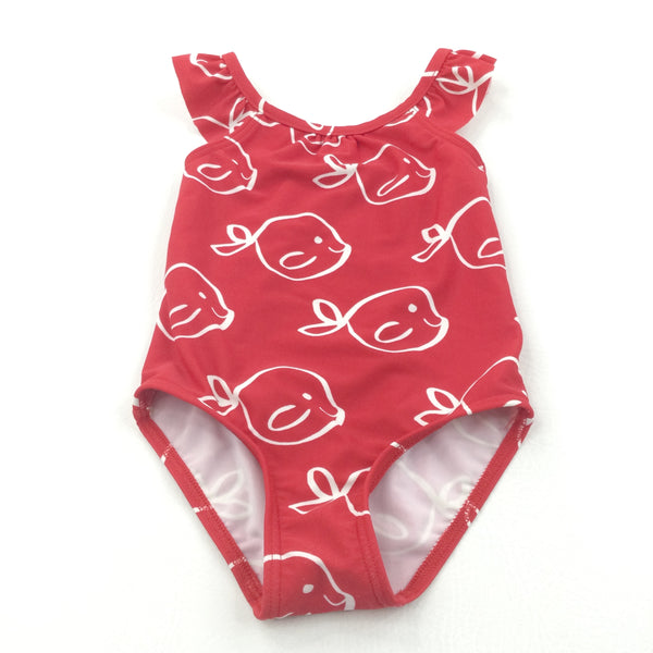 Fish Red & White Swimming Costume - Girls 12-18 Months