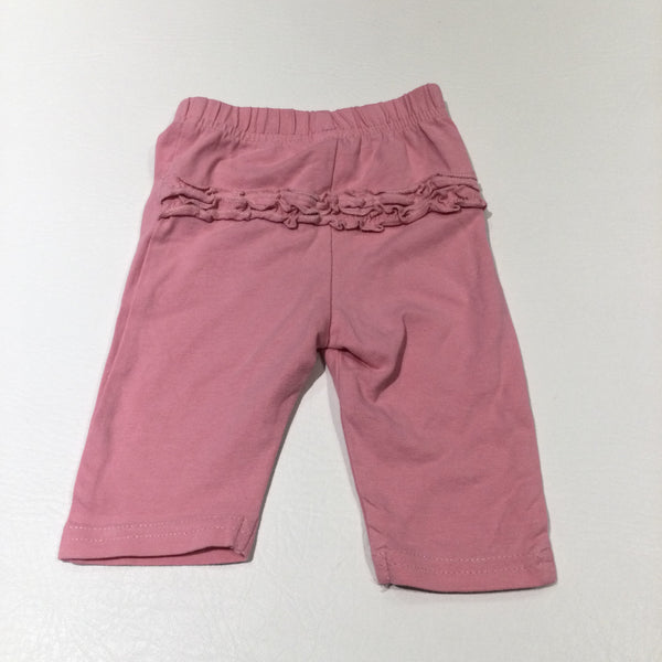 Pink Leggings with Frilly Bottom - Girls 0-3 Months
