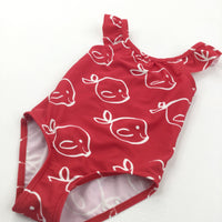 Fish Red & White Swimming Costume - Girls 12-18 Months