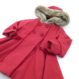 Red Fabric Coat with Hood - Girls 2-3 Years