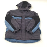 Grey Coat with Blue & Black Stripes - Boys 10-11 Years