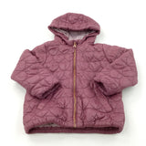 Hearts Patterned Maroon Lightweight Jacket with Hood - Girls 2-3 Years