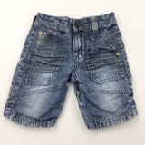 Light Blue Denim Shorts with Adjustable Waistband - Boys 3 Years