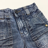 Light Blue Denim Shorts with Adjustable Waistband - Boys 3 Years