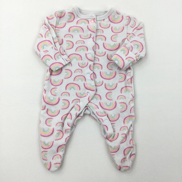 Rainbows White Babygrow - Girls Newborn