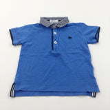 Checked Collar Blue Polo Shirt - Boys 18-24 Months