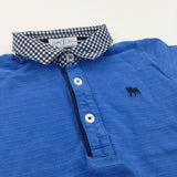 Checked Collar Blue Polo Shirt - Boys 18-24 Months