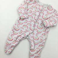 Rainbows White Babygrow - Girls Newborn