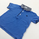 Checked Collar Blue Polo Shirt - Boys 18-24 Months