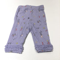 Stars, Dogs & Hearts Lilac Leggings with Frilly Hems - Girls 0-3 Months