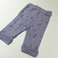 Stars, Dogs & Hearts Lilac Leggings with Frilly Hems - Girls 0-3 Months