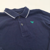 Dinosaur Motif Navy Long Sleeve Polo Shirt - Boys 18-24 Months