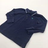 Dinosaur Motif Navy Long Sleeve Polo Shirt - Boys 18-24 Months