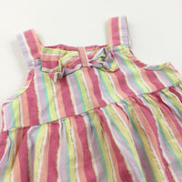 Sparkly Colourful Striped Lightweight Cotton Playsuit - Girls 2-3 Years