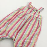 Sparkly Colourful Striped Lightweight Cotton Playsuit - Girls 2-3 Years