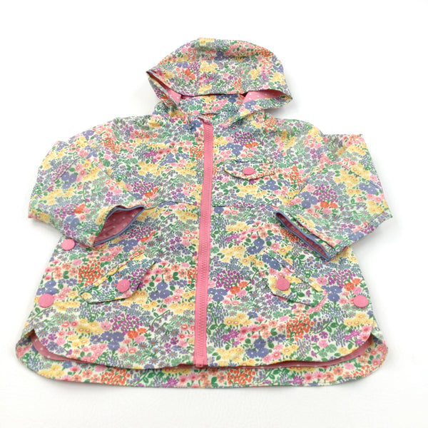 Colourful Flowers Lightweight Showerproof Jacket with Hood - Girls 2-3 Years