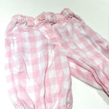 Pink & White Checked Lightweight Cotton Trousers - Girls 0-3 Months