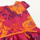 Retro Flowers Pink, Purple & Orange Polyester Dress - Girls 2-3 Years