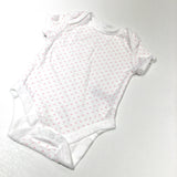 Pink Hearts White Short Sleeve Bodysuit - Girls 0-3 Months