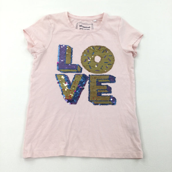 'Love' Sequin Flip Pink T-Shirt - Girls 6-7 Years