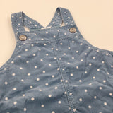 Heart Pocket Spotty Blue & White Corduroy Dungaree Dress - Girls 18-24 Months
