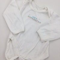 '100% Superstar' White Long Sleeve Bodysuit - Boys 0-3 Months