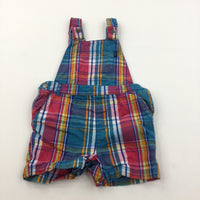 'Baker' Colourful Checked Cotton Short Dungarees - Boys 18-24 Months