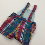 'Baker' Colourful Checked Cotton Short Dungarees - Boys 18-24 Months