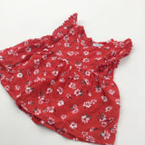 Flowers Red & White Cotton Blouse - Girls 18-24 Months