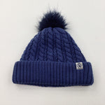 'Requisite' Badge Blue & Navy Knitted Bobble Hat - Boys 3-6 Years