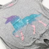 Unicorn Tie Front Grey T-Shirt - Girls 11-12 Years