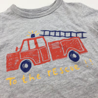 'To The Rescue' Fire Engine Grey Long Sleeve Top - Boys 3-4 Years