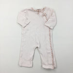 Hearts White & Pink Romper - Girls 0-3 Months