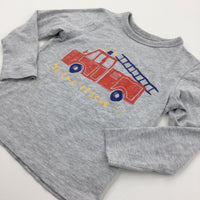 'To The Rescue' Fire Engine Grey Long Sleeve Top - Boys 3-4 Years