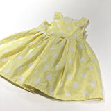 Yellow & White Spots Cotton Party Dress - Girls 9-12m