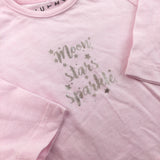 'Moon Stars Sparkle' Pink Long Sleeve Top - Girls 0-3 Months