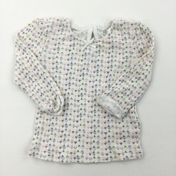 Triangles Pink, Yellow & Grey Long Sleeve Top - Girls 0-3 Months