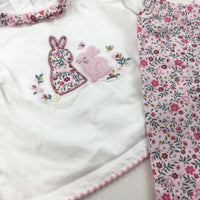 Bunny Top & Pink Leggings Set - Girls 0-3 Months