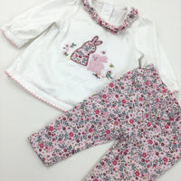 Bunny Top & Pink Leggings Set - Girls 0-3 Months