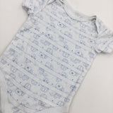 Vehicles Blue & White Short Sleeve Bodysuit - Boys 18-24 Months