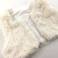 Fluffy Cream Gilet - Girls 0-3 Months