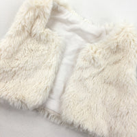 Fluffy Cream Gilet - Girls 0-3 Months