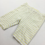 Yellow & White Striped Lightweight Jersey Shorts/Cropped Leggings - Girls 4 Years