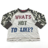 'What's Not To Like?' Camouflage Khaki Green & Beige Long Sleeve Top - Boys 9-12 Months