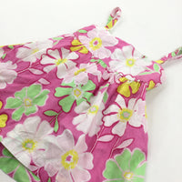 Flowers Pink, Yellow & Green Lightweight Cotton Vest Blouse - Girls 4 Years