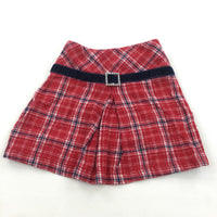 Red, Navy & White Checked Flannel Skirt - Girls 18-24 Months